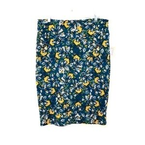 𝅺lularoe Cassie Blue & Yellow Floral Pencil Skirt